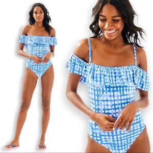 Lilly Pulitzer One Piece Swimsuit Fiesta Bathing Suit Bennet Blue Feelin Beachy